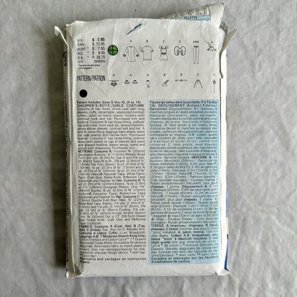 Butterick Halloween Costume Pattern Peter Pan Captain Hook Tinkerbell Sz 4-14 - Picture 2 of 2